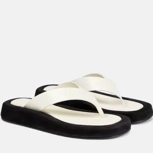 The Row Ginza Two-Tone Sandals in Black and Cream